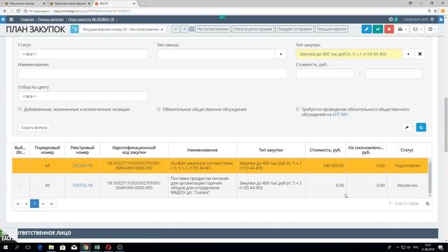Ошибка в ПЗ: "Код(ы) вида расхода [244] не уникален для объекта закупки" смотреть онлайн