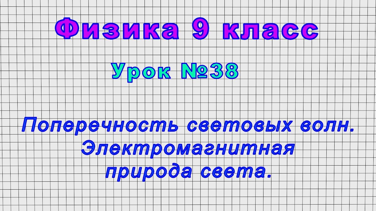 Физика 9 класс (Урок№38 - Поперечность световых волн. Электромагнитная природа света.)