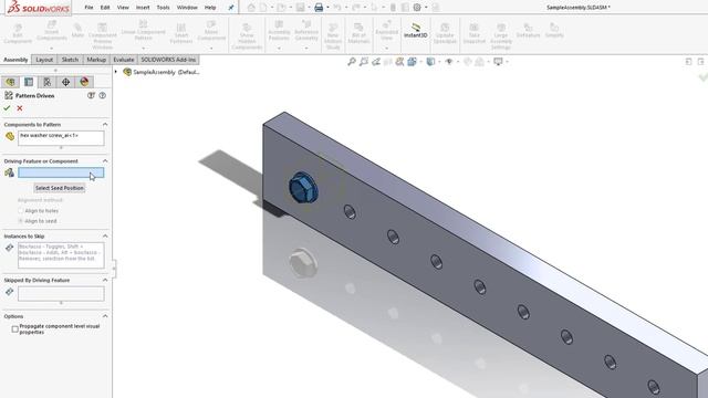 SOLIDWORKS: Pattern Driven Component Pattern