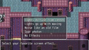 [RPG Maker MV Plugin]Original Screen Effect (Light diffusion, old-film-like and so on)