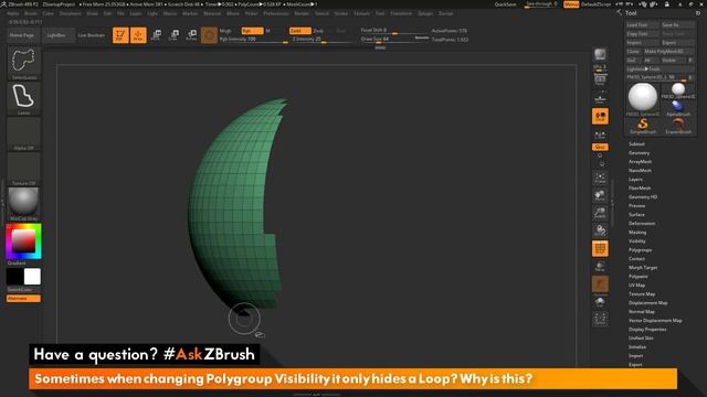 #AskZBrush: “Sometimes when changing Polygroup Visibility it only hides a Loop?”