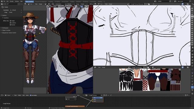 Stylized textures (Lineart and Vertex color) - like Guilty Gear shading.