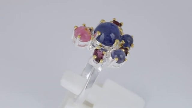 Серебряное кольцо с натуральными камнями смотреть онлайн