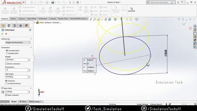 Helical and Spiral Curve in SolidWorks 2020 | Lesson 24 | SolidWorks Tutorials Tamil