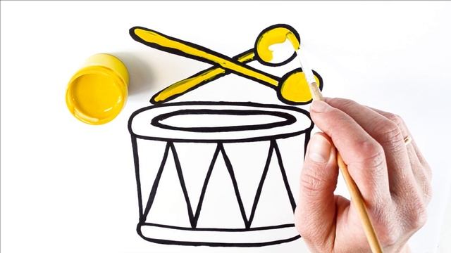 Как нарисовать музыкальные инструменты для детей - нарисуем походный барабан смотреть онлайн