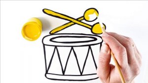Как нарисовать музыкальные инструменты для детей - нарисуем походный барабан