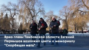 Врио главы Тамбовской области Евгений Первышов возложил цветы к мемориалу "Скорбящая мать"