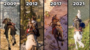 Прыжки с высоты на лошади в играх Assassin's Creed (2007-2021)