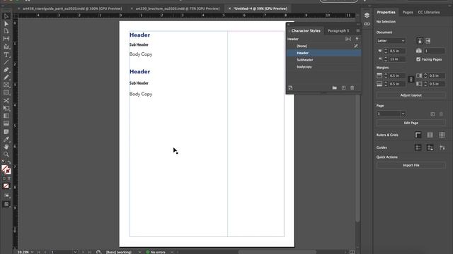 Character and Paragraph Styles in InDesign