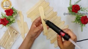 wall hanging craft ideas with icecream sticks/ Easy wall decor craft / ice cream stick hanging craf