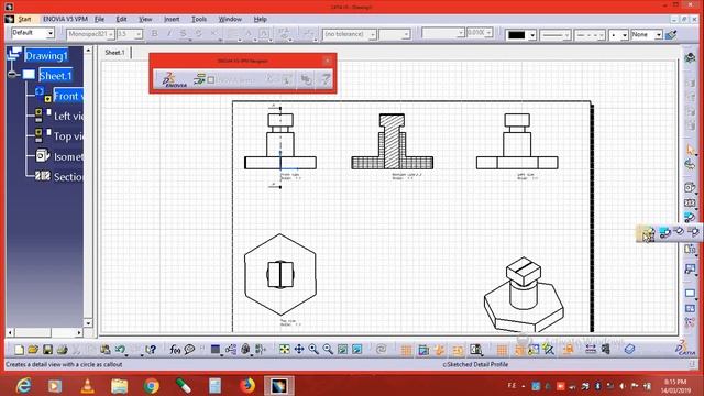 64 CATIA Study Tutorial : SECTIONAL DRAWING ,SCALING, DETAILED VIEW , ACTIVATE VIEW смотреть онлайн