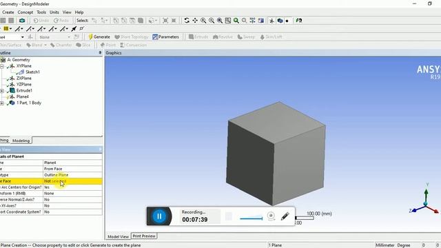 Extrude in Ansys Design modeller