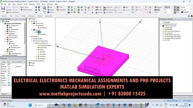 E band microstrip patch slot antenna in HFSS Ansys Antenna