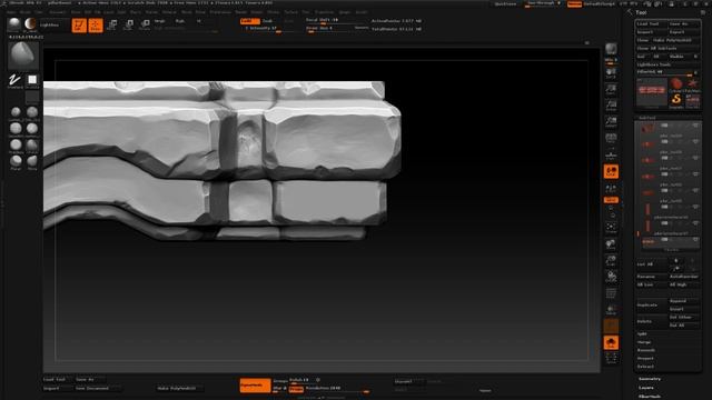Game Environment Creation 28 - zBrush Pillar Sculpting Adding Cracks to the Center