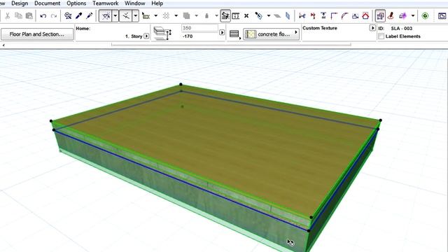 Slab reference planes in ARCHICAD: conversion between basic and composite slabs