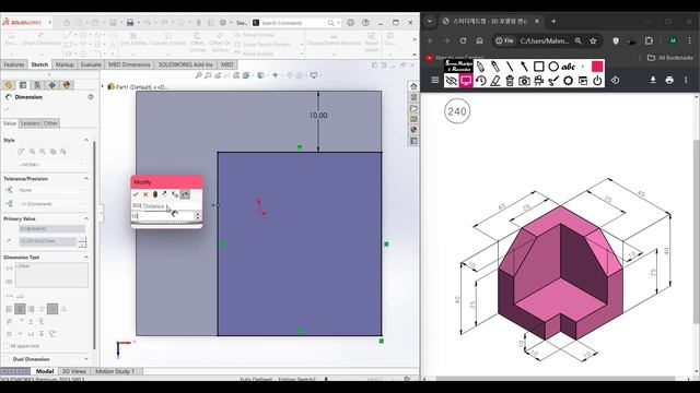 SolidWorks | 3D CAD EXERCISES 240 | StudyCadCam | Solution Tutorial ...