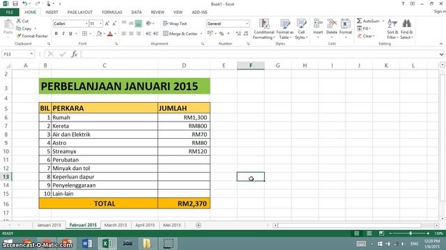 Tutorial 7 Microsoft Excel 2013 Asas mengenai worksheet смотреть онлайн