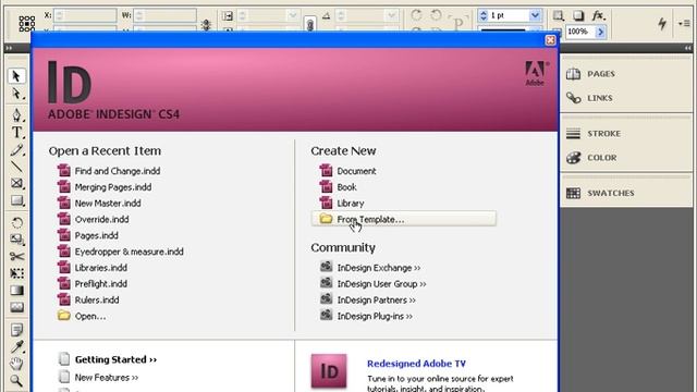 Welcome Indesign InDesign CS4 Window Welcome Screenتعليم ان ديزاين cs4 النافذة Welcome ...