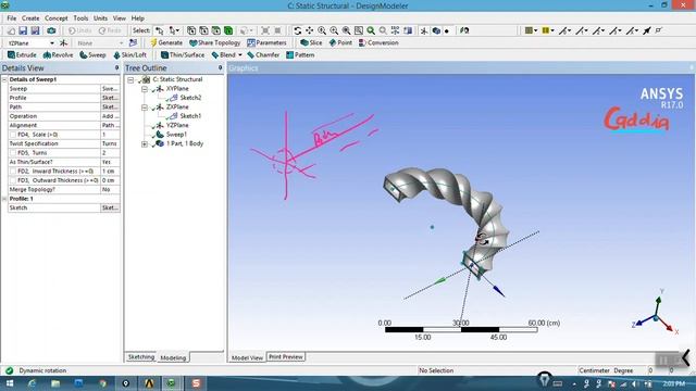 13 ' 3d sweep ansys design modeler hindi tutorials