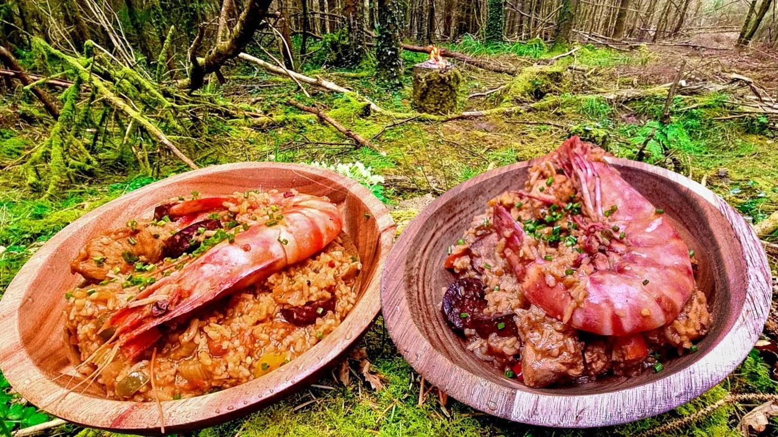 Лесной пир... 🔥Рецепт Джамбалайя из Креветок и риса! Расслабляющая кулинария в лесу