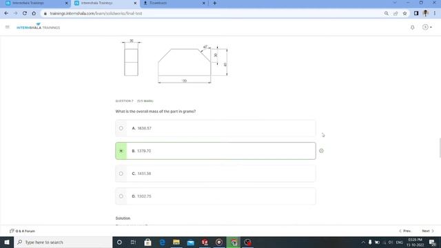 Solidworks test in Internshala, #final test of Internshala  #solidworks test