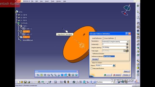 CATIA v5 | DASSAULT SYSTEMES | Walkthrough Part - 72 | CIRCULAR PATTERN