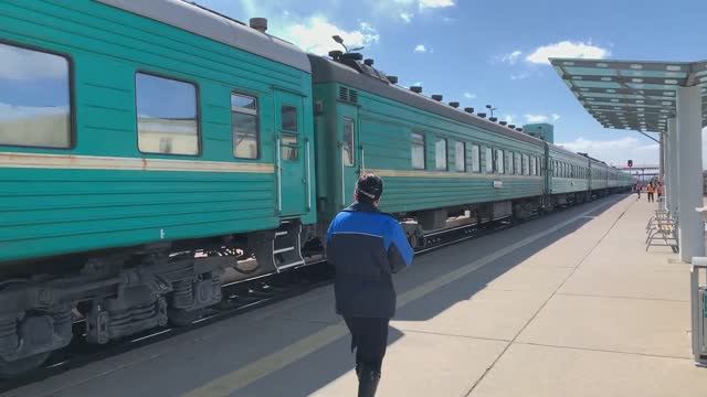 Монгольский пассажирский поезд «Улан-Батор-Замын-Ууд» готовится к отправлению | Железная дорога смотреть онлайн