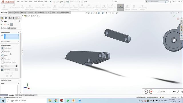 Width Mates In Solidworks 2020.solidworks tutorial for beginners #BTech_Engineers