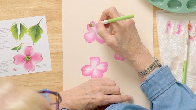 Learn to Paint a Dogwood Flower - FolkArt One Stroke A-Z of Floral Painting