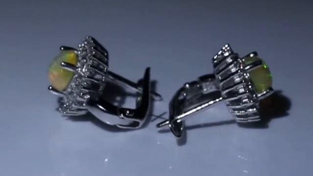 Серьги оправа серебро 925, вставка натуральный опал смотреть онлайн