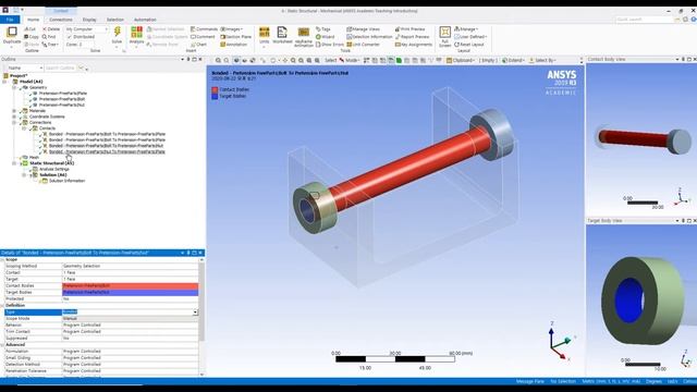 ANSYS pipe Flange bolt pretension, structural analysis, ver 2019