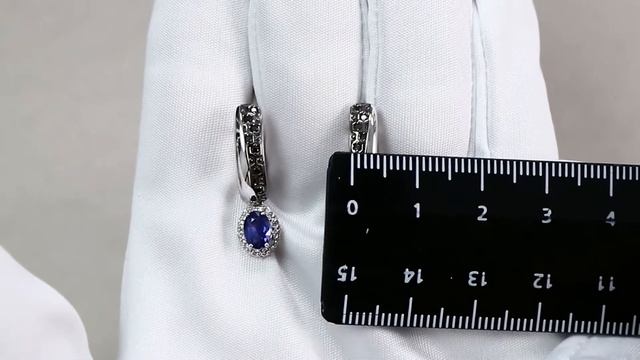 Серьги из белого золота AQUAMARINE с бриллиантом и сапфиром 942358Чс смотреть онлайн