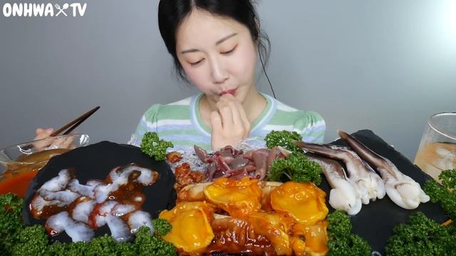 모둠해산물✨홍해삼,새조개,멍게,개불💕해산물에 쇠주한잔🍶모둠해산물 먹방 Raw Seafood 生の魚介類 | eating show | mukbang asmr