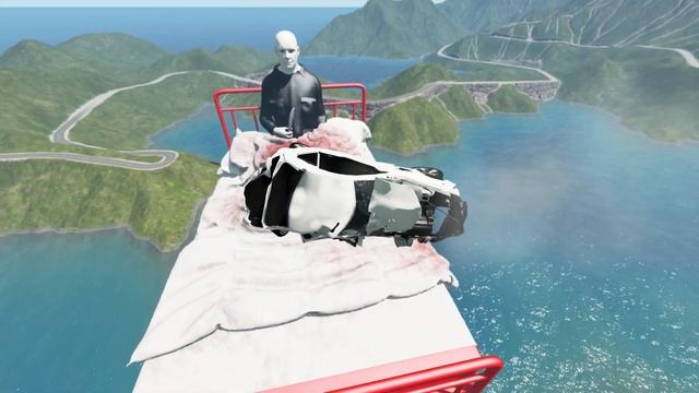 Epic Jumping Cars To Masked Maniac  Beamng Drive TrainWorld