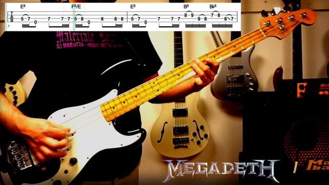 Famous bass riff (pills) n.3 - Megadeth "Dawn Patrol" main bass riff with tab смотреть онлайн