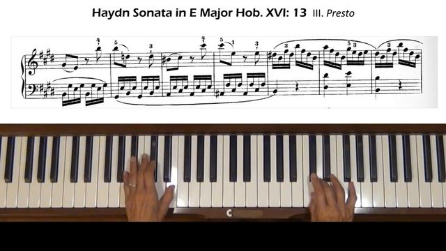 Haydn Sonata in E Major Hob. XVI: 13 (Finale: Presto) Piano Tutorial смотреть онлайн
