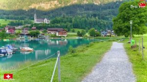 Живописная швейцарская деревня Лунгерн , Швейцария 4K Лунгернзее, Красивое Швейцарское озеро