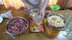 Рис с мясом в автоклаве НЕФОР. Часть 1 - вперемешку.