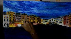 Oil Painting - Rialto Bridge & Grand Canal Venice