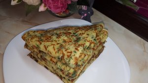 Сырные блины с зеленью. Вкусная минутка от Натали.