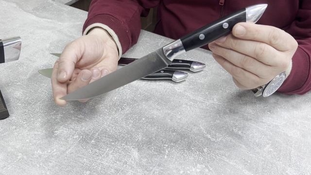 Набор кухонных ножей из порошковой стали М390 | 6 предметов + подставка в подарок. смотреть онлайн