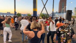 Sunset Salsa Dancing Hudson River Park Pier 76 NYC USA June 28 2022