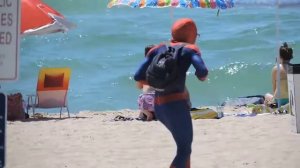 Spider Man dancing Despacito Salsa Version at the Beach