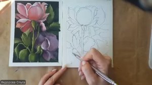 Гуашь. Розы