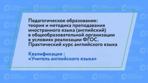 Педагогическое образование: теория и методика преподавания иностранного языка.