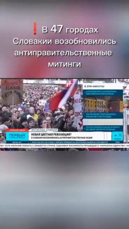 В 47 городах Словакии возобновились антиправительственные митинги #словакия #протесты #митинги #ес