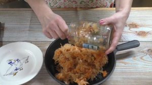 Наш обед из автоклава НЕФОР. Тушёная капуста с ветчиной.