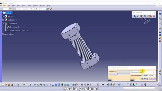 Bolt & Nut kinematic simulation by catia || Easy way!!!