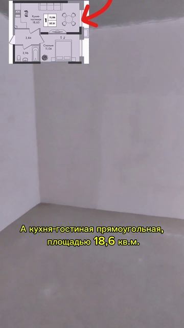 Однокомнатная квартира в предчистовой отделке в Краснодаре в ЖК Зелёная территория #новостройки