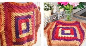 1. Свитер, кофта, полувер, вязание крючком, бабушкин квадрат, красивая схема вязания.mp4